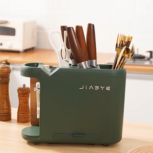 MLADEN ที่เสียบมีด มาพร้อมกับที่เหลา ชั้นเก็บเขียง ระบายน้ำได้ ที่ใส่มีดครัว อุปกรณ์ในครัว