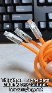 3 in 1 fast charger data cable silicone material data and 120w adapter super fast charging package