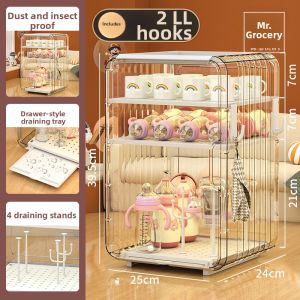 MR GROCERY | Baby Bottle Organizer Drying Rack Dustproof Storage Shelf
