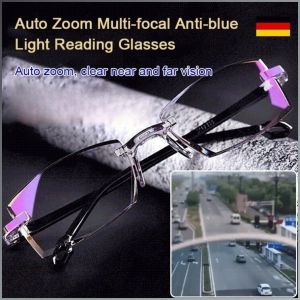 Presbyopia Anti-blue Light Eyeglasses Smart Zoom High Definition Dual-purpose Fashion Diamond Cutting Edge