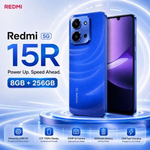 Redmi | Redmi 15R 5G 8GB+256GB Smart Phone 6000mAh Battery 6.9 120Hz Display Dimensity 6300 33W Charge 7.99mm Slim Design