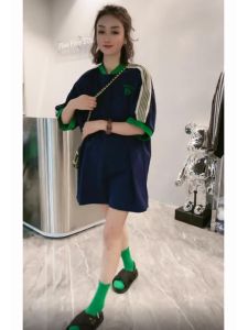 European Style High Waist Butt Covering Polo Shirt Short Sleeve Loose Womens Summer T-Shirt Slimming Effect Disappearing Bottom