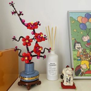 Icons Plum Blossom Building Sets for Adults Artificial Flower for Dinner Table Centerpiece Living Room Home Decor DIY Craft Kits