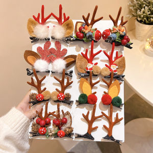 Christmas Deer Costume Hair Clip Adorable Headwear Childrens Hair Accessories Festive round Shape Fashionable Hairband