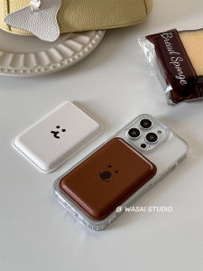Ốp Lưng Điện Thoại Bằng Acrylic Wasai Cute Cartoon Bear Magnetic Attraction Clear Leather Compatible Với iPhone 17 16 15 pro Max 13 14