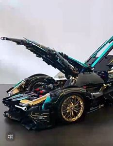 Lamborghini V12 Bricks 1:14 Remote Control Sports Car Building Blcoks Black Compatible Lego Technic Set Mainan Budak Lelaki Toys for Boys Kids Friend Birthday Gift