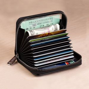 กระเป๋าบัตร กระเป๋าใส่บัตรหนังแท้มัลติฟังก์ชั่นบางเฉียบที่ใส่บัตรประจำตัวกระเป๋าใส่เหรียญกระเป๋าสตางค์ซิปหนัง กระเป๋าบัตรเครดิตผู้ชาย