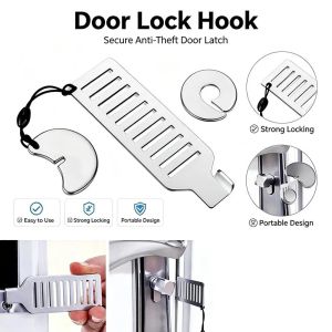 【FREE GIFT】Portable Home Security Door Locker Travel Lockdown Locks for Additional Safety and Privacy Perfect for Traveling Hotel Apartment Anti Theft Door Lock Metal Travel Tool Door Locker Stopper Security Safety Latch Home Room