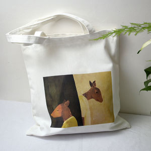 กระเป๋าผ้าใบทรงสี่เหลี่ยมผืนผ้าสไตล์วินเทจสำหรับใส่ของใช้ประจำวันสำหรับผู้หญิง กระเป๋าสะพายไหล่แบบหนังสือศิลปะเกาหลี กระเป๋าถือแบบลำลองสำหรับนักเรียน