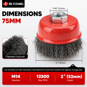 Wire Cup Brush Set 3Inch Wire Wheel Brush Angle Grinder Wire Brush with M14 Thread Arbor Steel Wire Brush for Rust Removal Metal