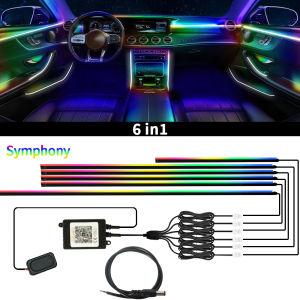 Car Ambient Light RGB Symphony Interior LED Strip Acrylic 213 Color Neon Full Streamer Atmosphere Lamp Kit 12V By App