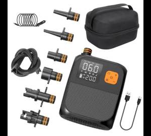 Portable Rechargeable SUP Air Pump 25PSI Digital Display Inflator Deflator Multi Nozzles For Kayak Boat Pool Float Outdoor Use