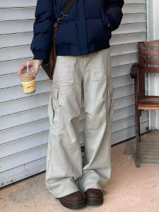 Plus Size American Retro Multi-Pocket Cargo Pants Men and Women Fall and Winter New Arrival High Street Vibe Loose Wide Leg Draped Pants