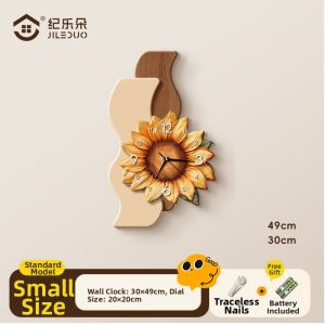 JILEDUO | Sunflower Wall Clock Silent Installation-Free Decorative