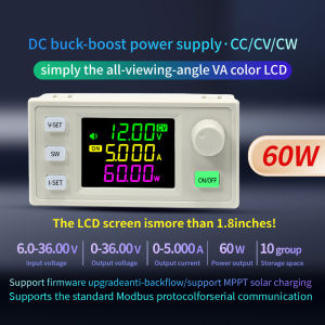60W/120W CNC DC Buck Boost Converter Color Screen Adjustable Voltage Current Regulator Constant Power Step-Down Power Supply