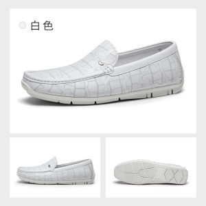 VOLO Rhino Bean Shoes Mens Thick Bottom Breathable Slip-On Driving Loafers Casual round Toe Low Heel Rubber Outsole Leather