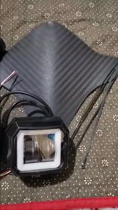 Paket 5IN1 2 PCS Lampu Daymaker 2 Lensa & Saklar On Off Stang & Visor Sepeda BMX Karbon & Handgrip Pelangi Sepasang