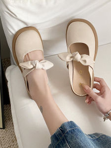 French Evening Breeze Butterfly Knot Flat Bottom Sandals Womens Outdoor Wear Spring Summer New Style Head Cover Slippers