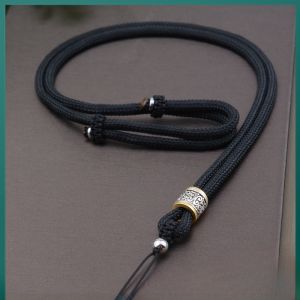 Thick Pendant Lanyard Tibetan Silver Hand Knitted Necklace Pendant Rope Mens Jade Jade Pendant Pendant Pendant with Rope