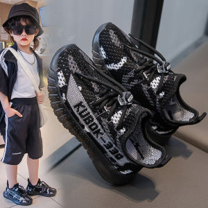 Spring Summer Childrens Sports Shoes Breathable Soft Bottom Coconut Knitted Mesh Thick Bottom Anti-slip Fly Knit Shoes