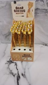 Pen Gel Mekanik Tekan Samping/ Karakter Lucu Bear Baking Beruang 3D Crystal