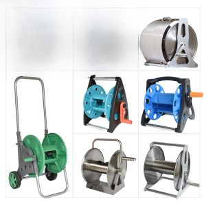Garden Hose Reel Holder Stainless Steel Aluminum Alloy Wash Car Soft Tube Water Pipe Storage Rack Flower Bed Watering Cart