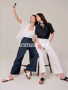 INMAN | Lyocell Cotton Wide Leg Cropped Jeans