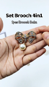 Livas 4 in 1 Combo Brooch Shoulder Diamond Ribbon Pearl Juntai Free Box Kerongsang Pin Tudung Shawl Bawal  Fashion