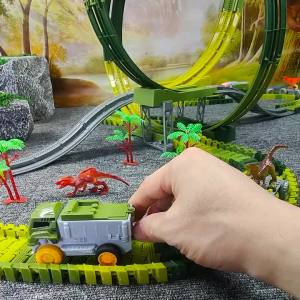 Children Electric Track Toy Car Dinosaur Car Kids Educational Toys Track Car Train Toys for Children Birthday Gift
