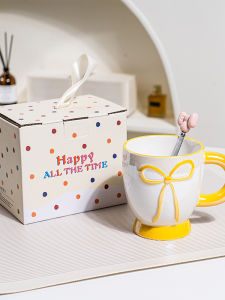 New Butterfly Knot Flower High Aesthetic Value Ceramic Cup Household Companion Mugs Couple Coffee Water Cups Pearl Glaze