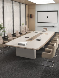 Modern Simple Large Meeting Table Office Conference Desk Negotiation Table Combination Long Desk Rectangle Shape E1 Class