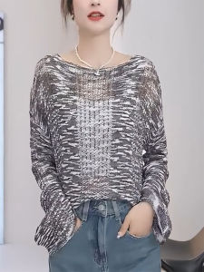 QINGNAER | Dye Openwork Slightly See-Through Thin Sunscreen Plus Size Lazy Style Loose Cover Body Shirt