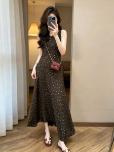 SENWA | Đầm Dài Không Tay Đốm Pháp Elegance