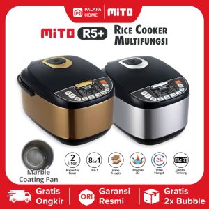 Reskuker Mito Digital R5 Plus 2 Liter - Magic Com Multifungsi 8 in 1, Kapasitas 2L, Lapisan Marble Anti Gores & Anti Lengket, Timer Digital, 550W (mode masak) / 50W (mode hangat) - Garansi Resmi (EXPORT)