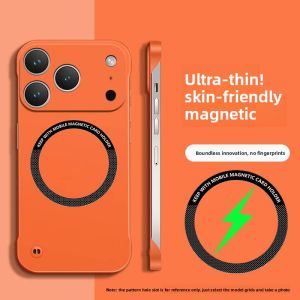 szhaiyu | Ultra Thin Hard PC Magnetic Frameless for Magsafe Phone Case for IPhone 16E 17 Air 16 Plus 15 14 13 12 11 Pro Max Matte Cover