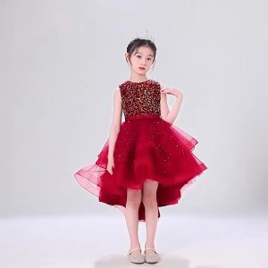 Baby Girl Princess Floral Sequins Dress Off Shoulder Infant Toddler Child Tulle Vestido Party Wedding Pageant Baby Clothes 3-12Y