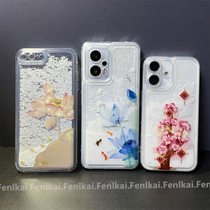 Blue Lotus Pink Peach Blossom Snowflake Quicksand Shell Oppo Quicksand Phone Case Applicable to K11/A97/K9s/A79/K10/A2pro