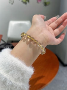Natural Titanium Crystal Bracelet Crystal Yellow Hair Crystal Original Rock Hand Bracelet Wealth Stone Fashion Jewelry for Women