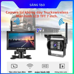 Camera Lùi Không Dây HD 7 Inch Cho Xe Tải Xe Buýt Xe RV Máy Xúc Rơ Moóc - Màn Hình LCD TFT Tầm Nhìn Ban Đêm 12-24V