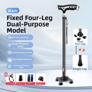 ROMADA | Elderly Use Magnetic Therapy Lighted Four-Legged Cane
