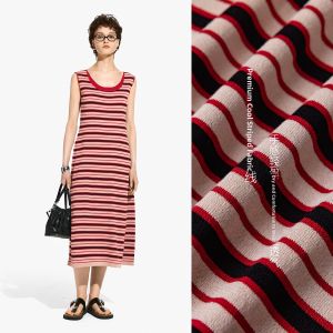 BEIQIANI | Casual Versatile Sleeveless Summer Commute Stripe Knit Dress