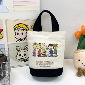 Cute Mini Mummy Bag Handbag Lunch Bag Printed Canvas Bag Cylinder Bucket Bag with Hand Gift Bag Can Be Customized
