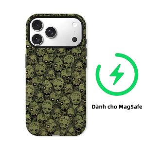 Ốp Điện Thoại iPhone Mặt Zombie Xanh Hai Lớp Chống Sốc Chống Xước Chất Liệu TPU Mềm Dành Cho iPhone 11/12/13/14/15/16/17/18 Air Pro Max Plus