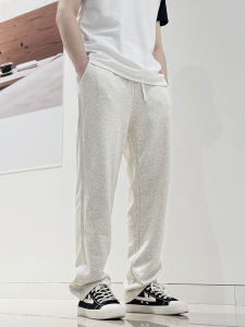 กางเกงวอร์มทรงตรงลำลองสไตล์อเมริกันสำหรับผู้ชายและผู้หญิง ทรงหลวม ทรงเข้ารูป กางเกงขายาวทรงตรงเอวยางยืด ฤดูใบไม้ร่วง 2024