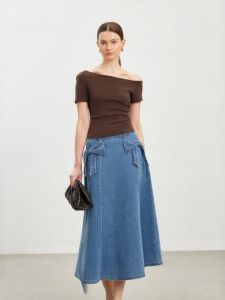 Vero Moda | Half Length Bow High-Waisted A-Line Denim Skirt
