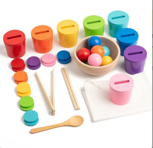 Mengshi Preschool Education Ball And Cup Childrens Educational Toys Color Matching Classification Cup Baby Enlightenment Cognitive Teaching Aids