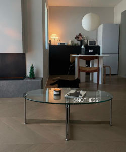 Nothess Scandinavian Retro Glass Coffee Table Tempered Oval Living Room Stainless Steel Coffee Table Small Apartment Tea Table