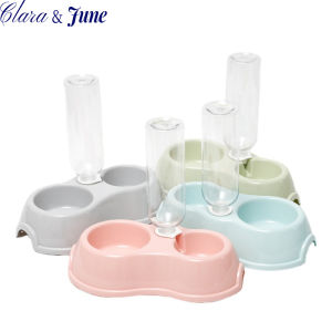 Clara.Pet Cat Dog bowl 2 in 1 Feeder Bowl / Drinking Bottle Full Set Puppy Kitty Food Bowls Water Bowls