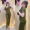 Bộ Quần Dài Ống Ôm Áo Cỗ Đỗ Tay Ngắn Bigsize Chất Thun Tăm Lạnh Bigsize Nữ  60-95kg. 