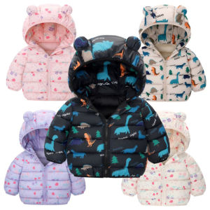 เสื้อแจ็คเก็ตน้ำหนักเบาสำหรับเด็กผู้ชายและเด็กผู้หญิง ลายการ์ตูนไดโนเสาร์ มีฮู้ด ซิป สำหรับฤดูใบไม้ร่วง ฤดูหนาว ให้ความอบอุ่น เหมาะสำหรับใส่ในช่วงคริสต์มาส สำหรับเด็กอายุ 0-5 ปี